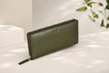 Olive Leather Zip Wallet