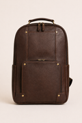 Classic Laptop Leather Backpack, Chocolate Brown