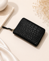 Black Leather Zip Wallet