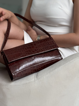 Croc-Textured Brown Baguette